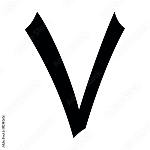 Arabic numeral seven symbol, Islam lettering 7 black curved design