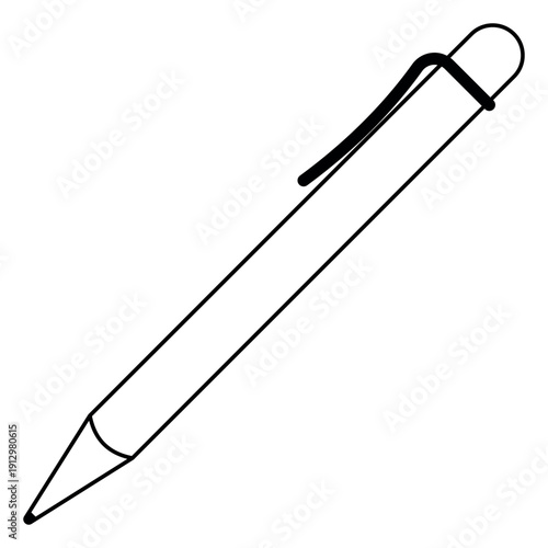 Ballpoint pen icon sketch outline black white office stationery