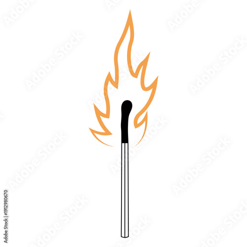 Burning matchstick flame icon symbolizing energy, ignition, creativity, dange