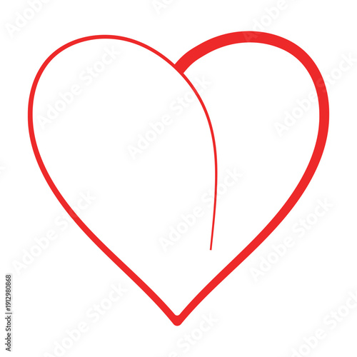 Red outline heart shape, heart symbolizing love romance passion emotion