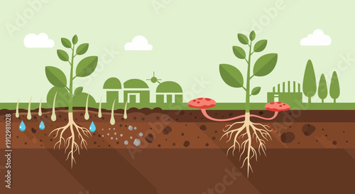 Plant Symbiosis Mycorrhizal Networks and Nutrient Exchange in Soil.