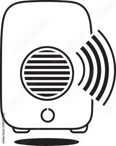 Simple line art illustration of a radio transmitter device