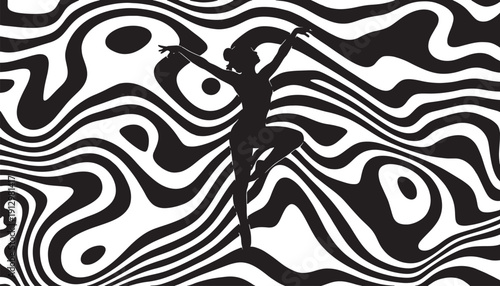 Woman in dancing pose on abstract background