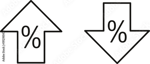 Percentage Up and Down Arrow Icons Vector Set for Finance Growth Decline Statistics and Business Analytics Symbol Design