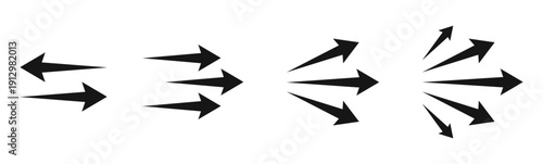 Set of direction air flow wind stream arrows silhouette illustration clipart