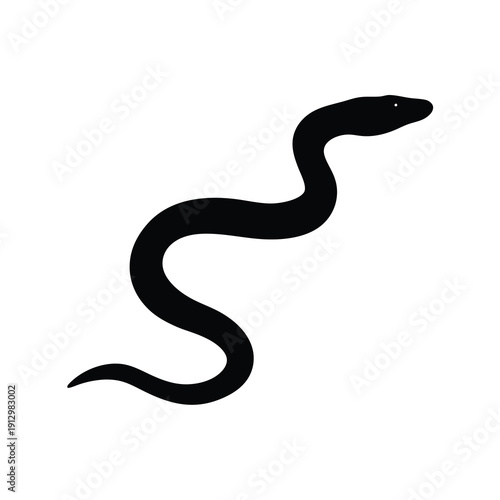 Black snake silhouette in flat design style vector illustration