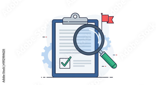Abstract data analysis concept with magnifying glass and grid background