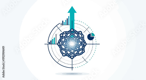 Abstract data visualization with upward arrow for business growth and analytics
