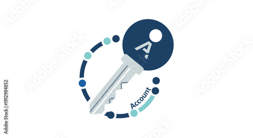 Abstract illustration of a key representing access security and account features