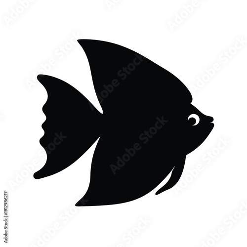 Black Silhouette Flying Fish Icon Flat Design Vector Illustration