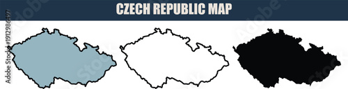 Czech Republic map illustration with grey, white, and black silhouettes on a clean white background, ideal for travel and geography projects.
