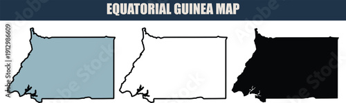 Equatorial guinea map illustration with grey, white, and black silhouettes on a clean white background, ideal for travel and geography projects.