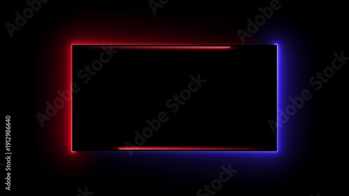 Glowing neon light rectangle loading icon animation on a dark background. Smooth animated frame with vibrant neon glow, ideal for UI elements, progress indicators, abstract glowing neon box icon .