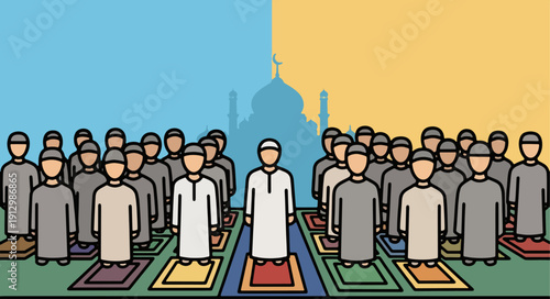 Group of people in prayer mats standing together in unity and harmony eps file reference rr2.eps vector illustration