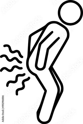 Bowel disorder icon, diarrhea linear illustration
