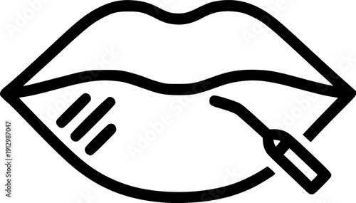 flat and linear set icons, lip augmentation procedure icon, lips