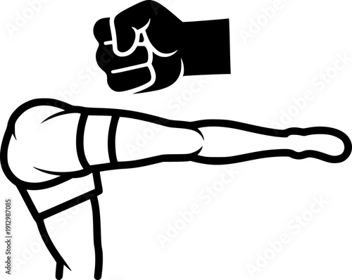 kick hand icon, punch line art vector
