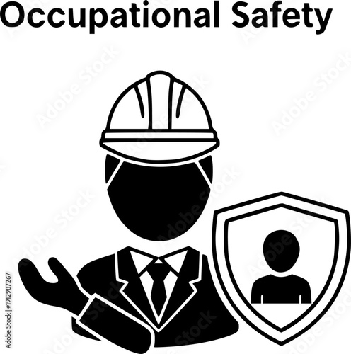 Occupational safety. Protection employee life. Safety regulations line illustration.
