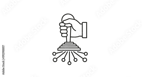 A human hand firmly grasps a vintage-style joystick, symbolizing control, gaming, and the power of interactive technology.