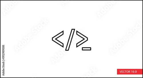 A sleek, minimalist vector icon depicting a code tag symbol, perfect for illustrating programming, web development, or digital technology concepts.