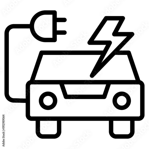 Electric Vehicle EV Charging Station Line Icon Outline