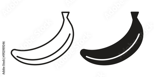 Banana icon symbol vector illustration on white background. Flat design.