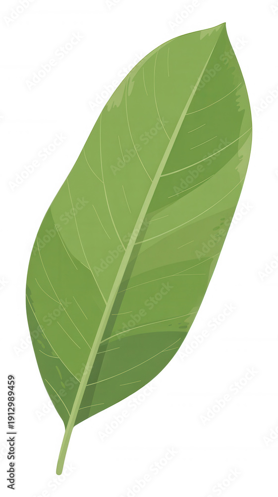 Obraz premium Green leaf with visible veins plant nature isolated on a transparent background