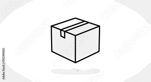 Minimalist outline illustration of a closed cardboard box, perfect for conveying concepts of delivery, packaging, or storage solutions.