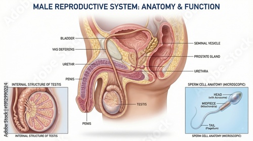 Detailed Illustration of Male Reproductive System Anatomy and Function