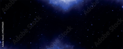 Deep Blue Nebula Sky with Twinkling Stars. Cosmic Blue Night Sky with Stars and Nebula