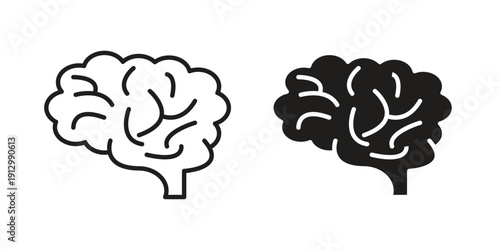 Brain icon symbol vector illustration on white background. Flat design.