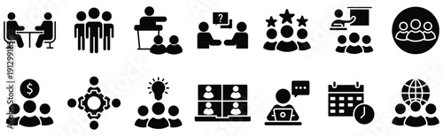 Human Resources and Leadership Thin Line Icons Pack