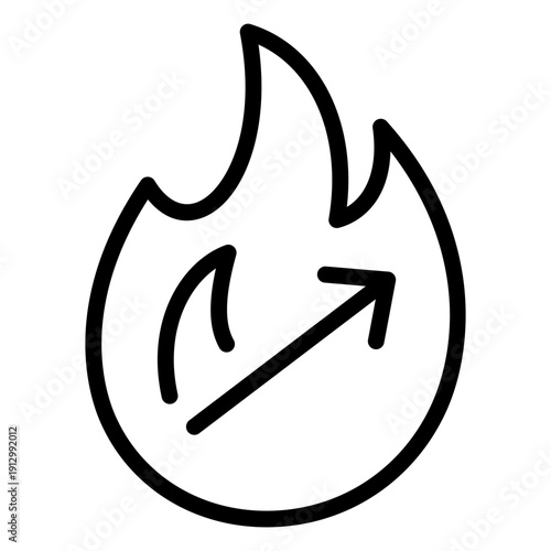 Flame Increase Arrow Icon. Rising Temperature Growth Symbol