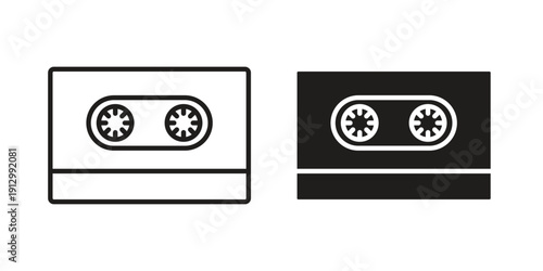 Cassette tape icon symbol vector illustration on white background. Flat design.