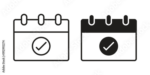 Check in calendar icon symbol vector illustration on white background. Flat design.