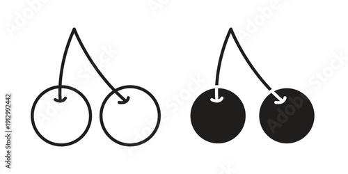 Cherry icon symbol vector illustration on white background. Flat design.