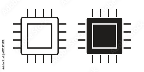 Computer chip icon symbol vector illustration on white background. Flat design.