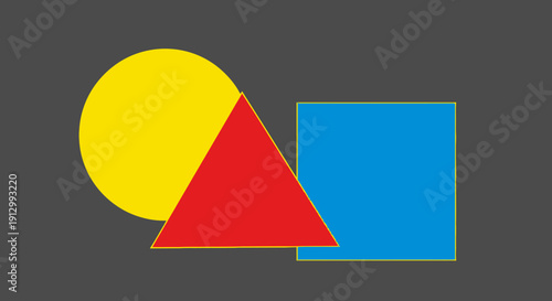 Colorful Geometric Shapes on Dark Background.