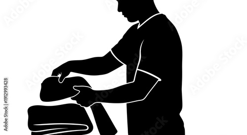 Man Giving Massage Therapy Treatment Silhouette.