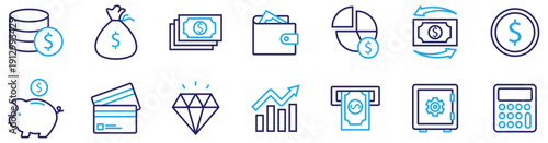 Corporate Finance and Accounting Line Icon Set
