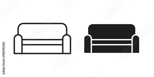 Couch icon symbol vector illustration on white background. Flat design.