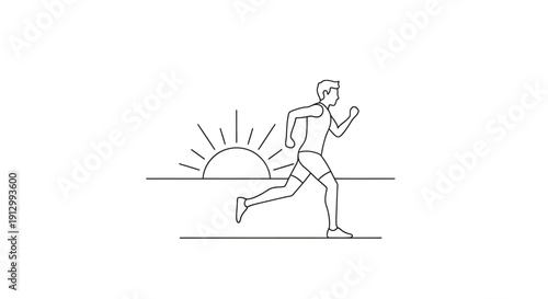 Man Running in Morning Sun Light.