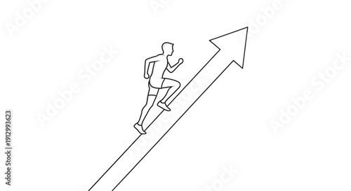Man Running Upward on Arrow.