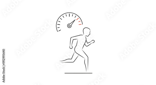 Man Running Fast with Speedometer.