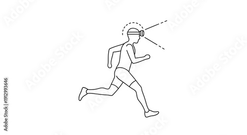 Man Wearing Headphones Running Fast.
