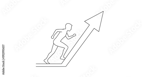 Man Running Up Arrow Staircase.