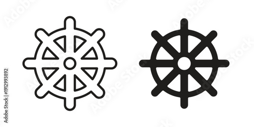 Dharmachakra icon symbol vector illustration on white background. Flat design.