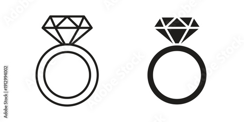 Diamond ring icon symbol vector illustration on white background. Flat design.