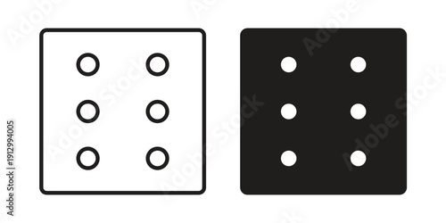 Dice six icon symbol vector illustration on white background. Flat design.