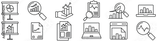 Data Analytics Dashboard and Growth Monitoring Symbols